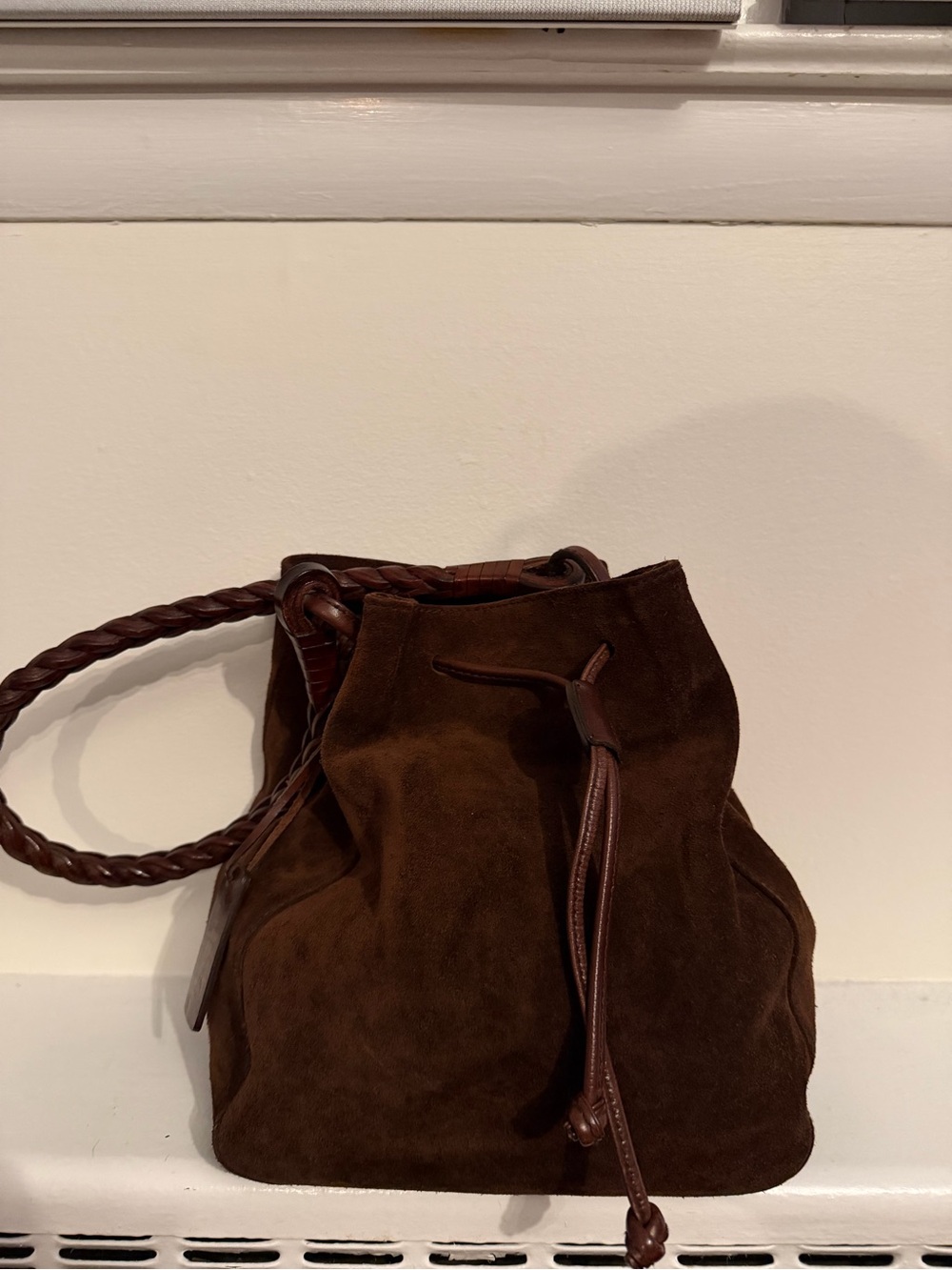 Authentic Ralph Lauren Collection Brown Suede Bucket Bag
